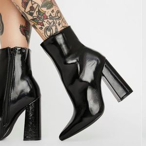 Black Patent Ankle Boots